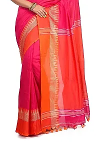 Stylish Pink Cotton Festivewear Saree with Blouse piece For Women-thumb3