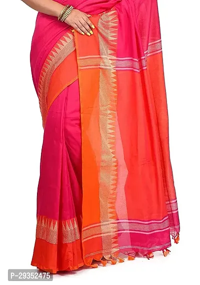 Stylish Pink Cotton Festivewear Saree with Blouse piece For Women-thumb4