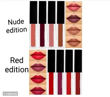 Red  Nude 4 in 1 Matter liquid lipstick Pack Of 8-thumb0