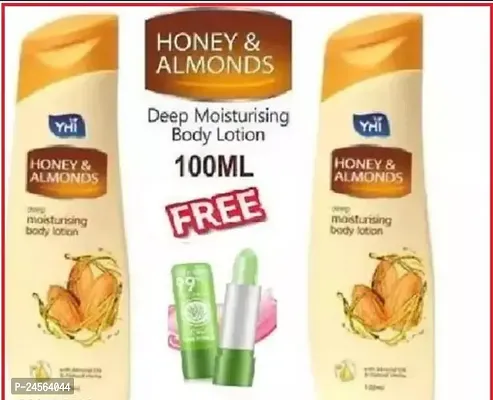 Yhi Honey Almonds Lotion-100 ml , 2 Pieces with Ads Lip Balm- Pack Of 2-thumb0