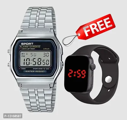 Sport shock Digital Watch with Steel Silver Strap