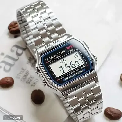 Versatile Elegance: Unisex Silver Steel Strap Digital Watch-thumb0