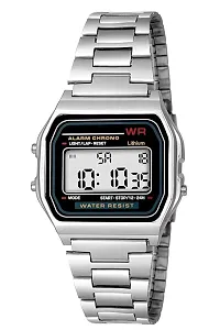 Versatile Elegance: Unisex Silver Steel Strap Digital Watch-thumb2