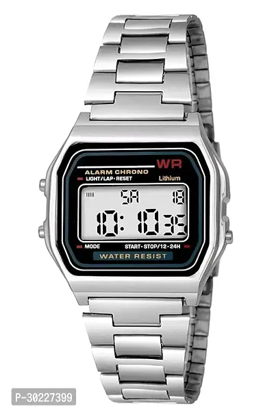 Versatile Elegance: Unisex Silver Steel Strap Digital Watch-thumb3