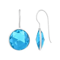 ADMIER Silverplated round shape blue topaz crystal stone fashion stud earrings for girls women(ACER0354)-thumb1
