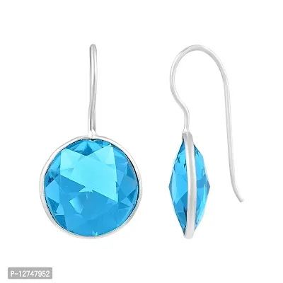 ADMIER Silverplated round shape blue topaz crystal stone fashion stud earrings for girls women(ACER0354)-thumb2