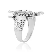 ADMIER Feng Shui Brass Antique silverplated Turtle Kachua Tortoise Finger Ring for Women-thumb2