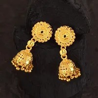 Admier Gold Plated Brass round design Small size Jhalar Jhumki Ethnic Traditional Earring for Women(ACER0238)-thumb3