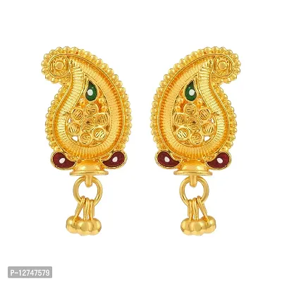 Admier Gold Plated Brass kairi mango Design traditional ethnic fashion Stud Earrings For Girls Women.(ACER0245)-thumb0