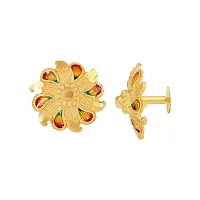 Admier Gold Plated Brass Flower Design raswara work Meenakari Handmade Stud Earrings For Girls Women(ACER0144)-thumb1