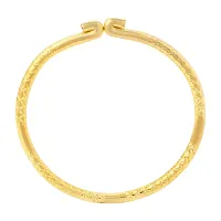 ADMIER Gold plated Brass Carving Tube design open ended Adjustable free size designer bangle Kada foe men women(ACKD0106)-thumb1