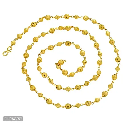 Admier 1 micron gold plated brass bead ball design stylish long chain necklace for men women(ACCN0130)-thumb2