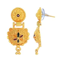 ADMIER Gold Plated floral design Hand Meena Mangalsutra Tanmaniya nallapusalu Earring Set For Women and Girls(ACMS0146)-thumb4