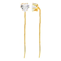 ADMIER Gold Plated Brass Heart Shape Cz Studded with wire loop designer stud dangle earrings for girl women(ACER0179-A)-thumb1