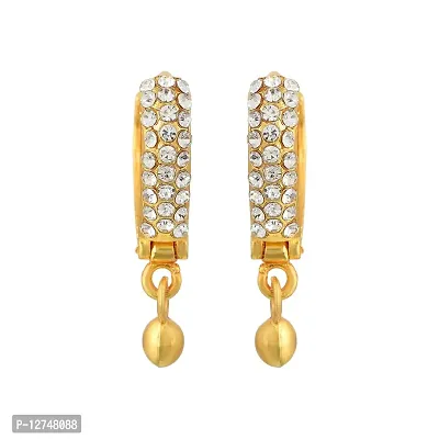 Admier Gold Plated Brass triangle design Cz Studded Hoop Bali Fashion Earrings for Girls Women(ACER0171)