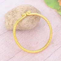 ADMIER Gold plated Brass Carving Tube design open ended Adjustable free size designer bangle Kada foe men women(ACKD0106)-thumb3