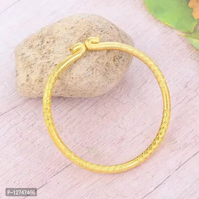 ADMIER Gold plated Brass Carving Tube design open ended Adjustable free size designer bangle Kada foe men women(ACKD0106)-thumb4