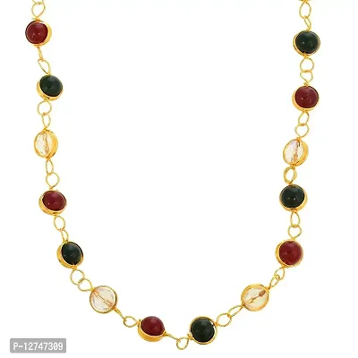 Admier gold plated brass multi color bead long fashionable bead chain necklace for men women(ACNK0109)-thumb4