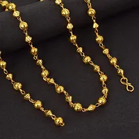 Admier 1 micron gold plated brass bead ball design stylish long chain necklace for men women(ACCN0130)-thumb4