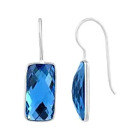 ADMIER Silverplated rectangular shape blue topaz crystal stone fashion stud earrings for girls women(ACER0327)-thumb1