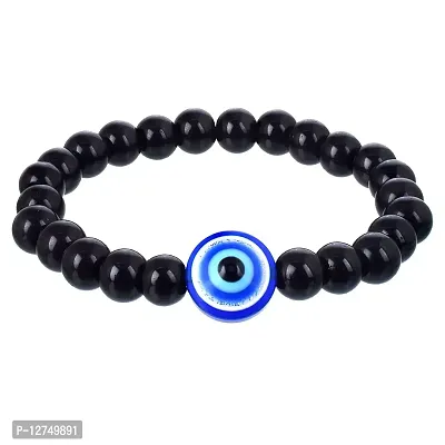 ADMIER Black onyx Stone Bracelet with round evil eye Natural Healing Crystal Gem Stone Beaded Bracelet for Men  Women-thumb0