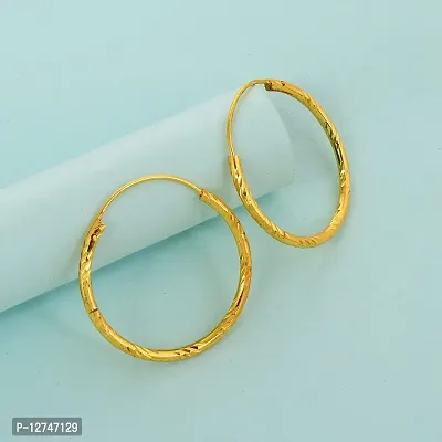 ADMIER Gold Plated Brass cutwork designer fashion Hoop Bali Earrrings For Girl Women(ACER0265-A)-thumb2