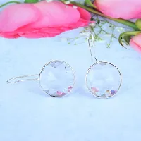 ADMIER Silverplated round shape white topaz crystal stone fashion stud earrings for girls women(ACER0349)-thumb3