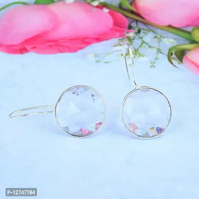 ADMIER Silverplated round shape white topaz crystal stone fashion stud earrings for girls women(ACER0349)-thumb4