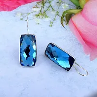 ADMIER Silverplated rectangular shape blue topaz crystal stone fashion stud earrings for girls women(ACER0327)-thumb3