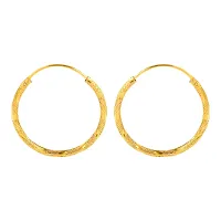 ADMIER Gold Plated Brass cutwork designer fashion Hoop Bali Earrrings For Girl Women(ACER0266-A)-thumb1