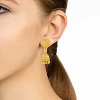 Admier Gold Plated Brass round design Small size Jhalar Jhumki Ethnic Traditional Earring for Women(ACER0238)-thumb2