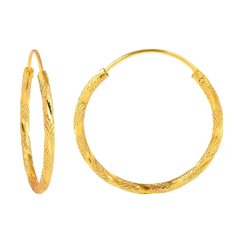 Admier Plated Brass cutwork And Cute fashion Hoop Bali Earrrings