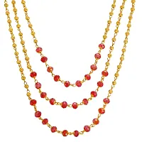 Admier gold plated brass beads ball with red crystal three layer choker necklace for women girls latest fashion-thumb1