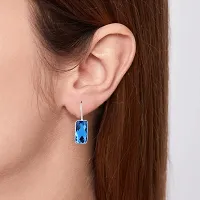 ADMIER Silverplated rectangular shape blue topaz crystal stone fashion stud earrings for girls women(ACER0327)-thumb2