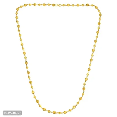 Admier 1 micron gold plated brass bead ball design stylish long chain necklace for men women(ACCN0130)