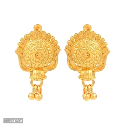 Admier Gold Plated Brass round Design cutwork fashion ethnic Earrings For Girls Women.(ACER0257)-thumb0