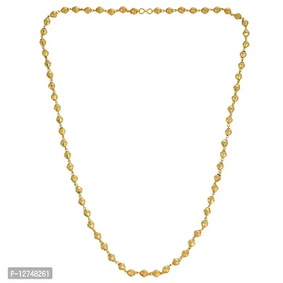 Admier gold plated brass long bead ball design stylish chain necklace for men women(ACCN0123)-thumb0