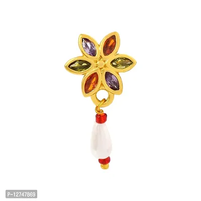 Admier gold plated brass flower design muti cz studded fashioable nosepin nosering for girls women(ACNT0145)