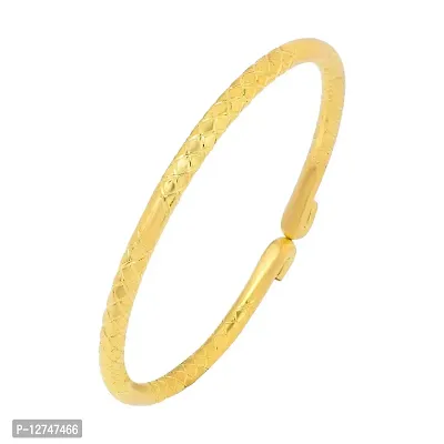 ADMIER Gold plated Brass Carving Tube design open ended Adjustable free size designer bangle Kada foe men women(ACKD0106)-thumb0