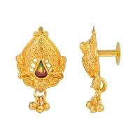 Admier Gold Plated Brass Leaf Design raswara work Meenakari Handmade Stud Earrings For Girls Women(ACER0137)-thumb1