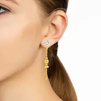 Admier Gold Plated Brass Round Shape CZ Studded with ball drop stud Cum Dangle Earrings For Girls Women.(ACER0281)-thumb3