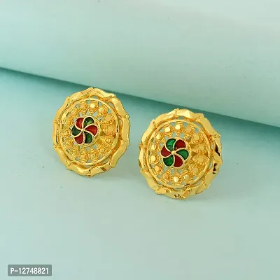 Admier Gold Plated Brass round Design colorfull meenakari cutwork fashion Earrings For Girls Women.(ACER0248)-thumb4
