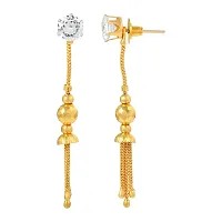 Admier Gold Plated Brass Round Shape CZ Studded with ball drop stud Cum Dangle Earrings For Girls Women.(ACER0281)-thumb2