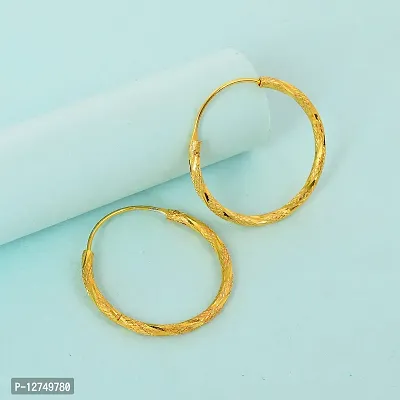 ADMIER Gold Plated Brass cutwork designer fashion Hoop Bali Earrrings For Girl Women(ACER0266-A)-thumb4