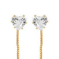 ADMIER Gold Plated Brass Heart Shape Cz Studded with wire loop designer stud dangle earrings for girl women(ACER0179-A)-thumb2