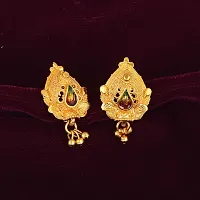 Admier Gold Plated Brass Leaf Design raswara work Meenakari Handmade Stud Earrings For Girls Women(ACER0137)-thumb3