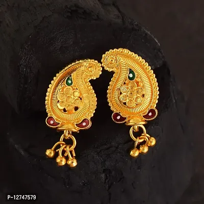 Admier Gold Plated Brass kairi mango Design traditional ethnic fashion Stud Earrings For Girls Women.(ACER0245)-thumb2