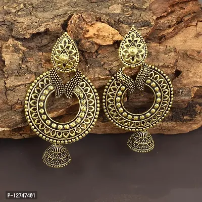 Admier oxidised gold plated brass light weight fashion traditional jhumka jhumki earrings for girl women(ACER0301)-thumb2