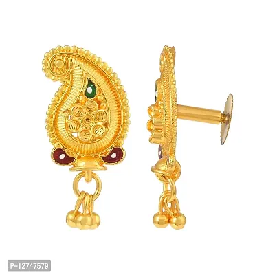 Admier Gold Plated Brass kairi mango Design traditional ethnic fashion Stud Earrings For Girls Women.(ACER0245)-thumb3