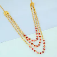 Admier gold plated brass beads ball with red crystal three layer choker necklace for women girls latest fashion-thumb3